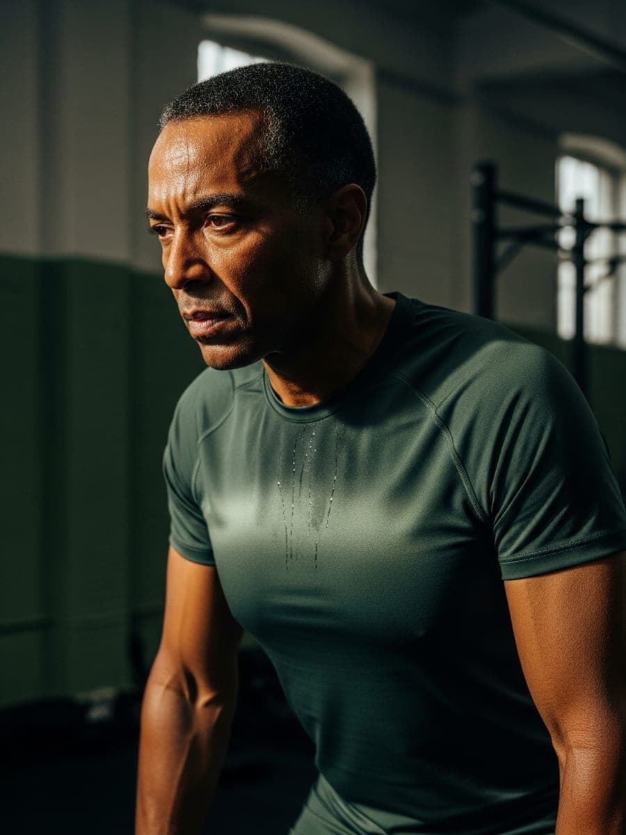 Athlete training with kettlebell